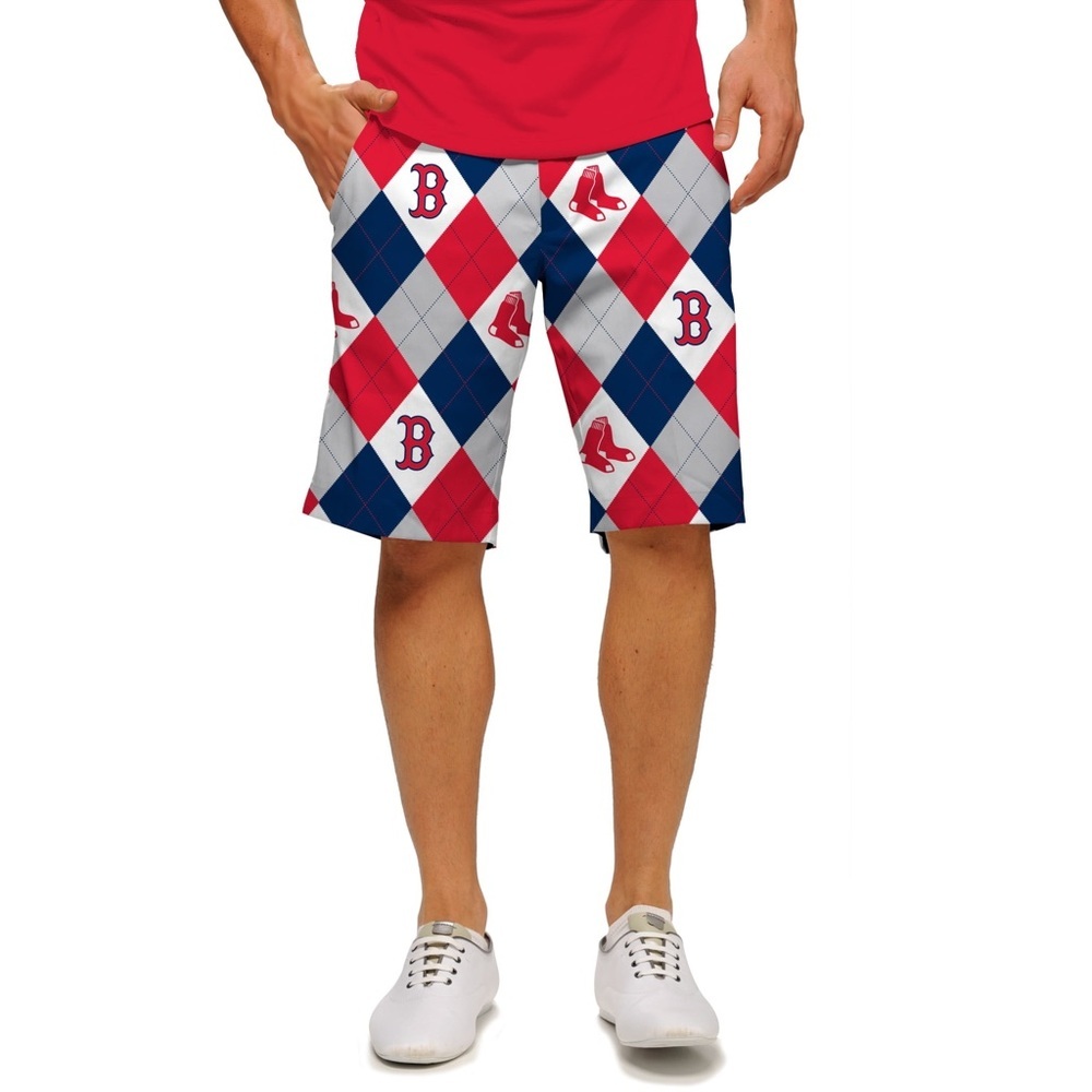 Loudmouth Mens size 38 Golf Shorts MLB Baseball Boston Red Socks Sox Fan Diamond